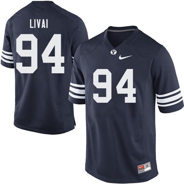 Men #94 Freddy Livai BYU Cougars College Football Jerseys Sale-Navy